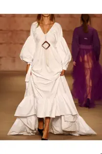 پیراهن سفید زنانه لباس v neck Mert Erkan