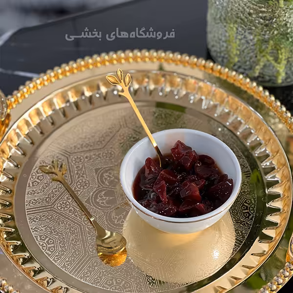 قاشق چاي خوري طلايي طرح گندم