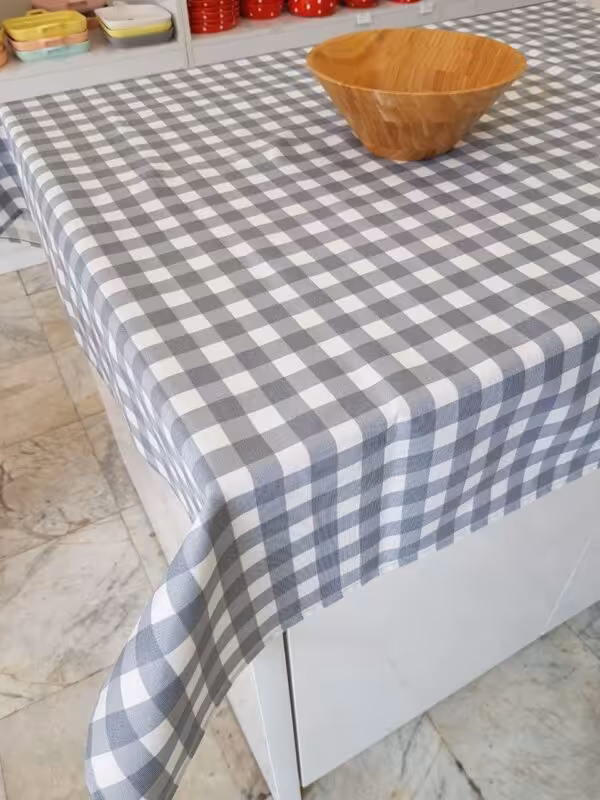 رومیزی داک چهارخانه طوسی کد 12