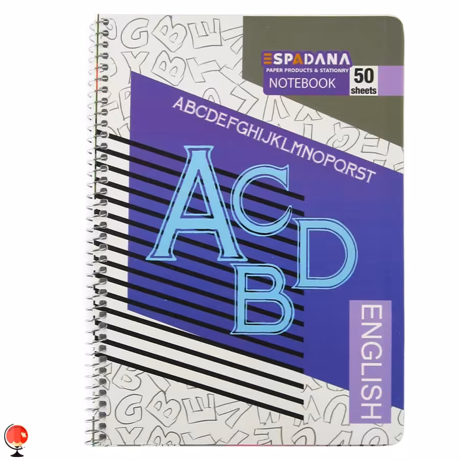 دفتر زبان دو خط سیمی 50 برگ بنفش اسپادانا