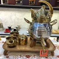 کتری و قوری برند کروپ ست کد 604  همراه با دوعددفنجان و قندان و سینی وارمردار