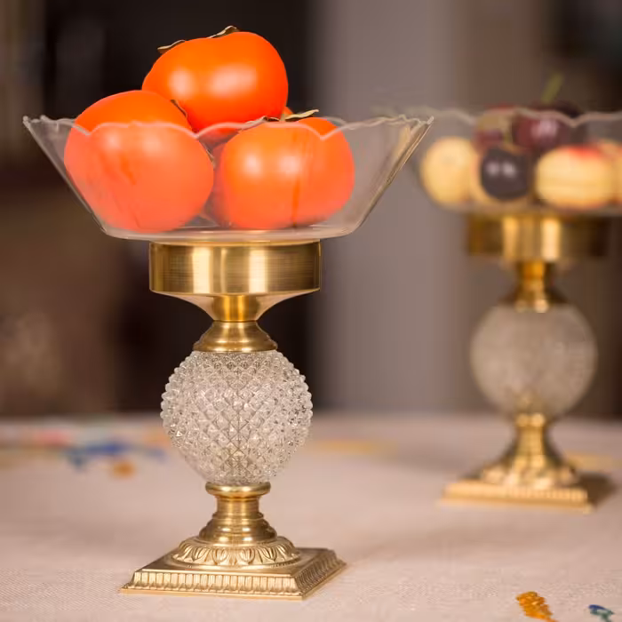 ظرف پذیرایی پایه دار بلور و کریستال شیک و دکوراتیو مدل آمیزه ای (تلفیقی)