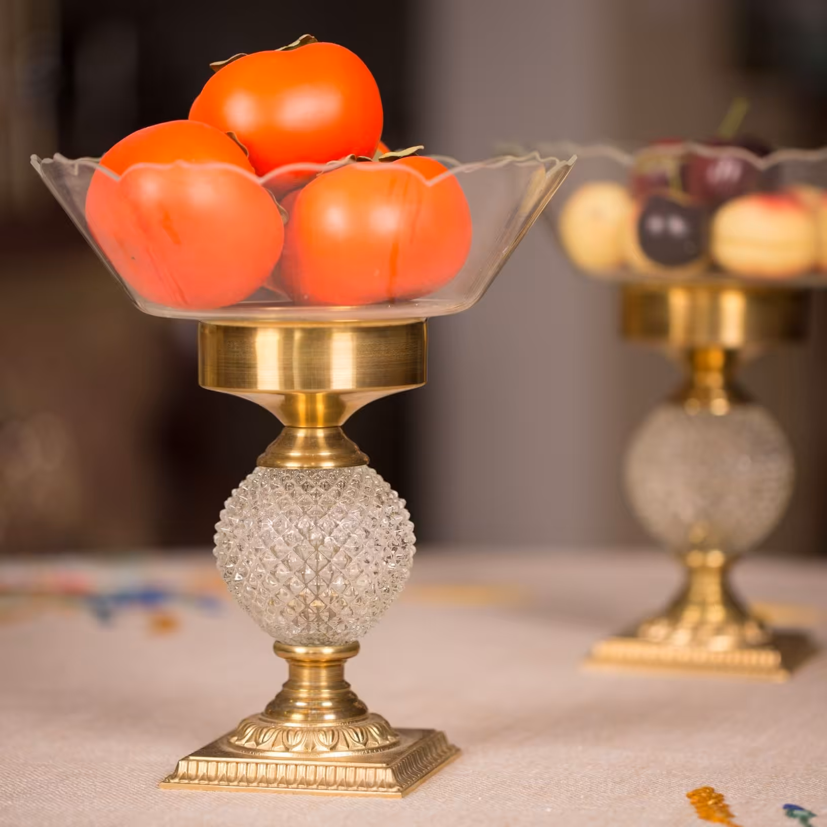 ظرف پذیرایی پایه دار بلور و کریستال شیک و دکوراتیو مدل آمیزه ای (تلفیقی)