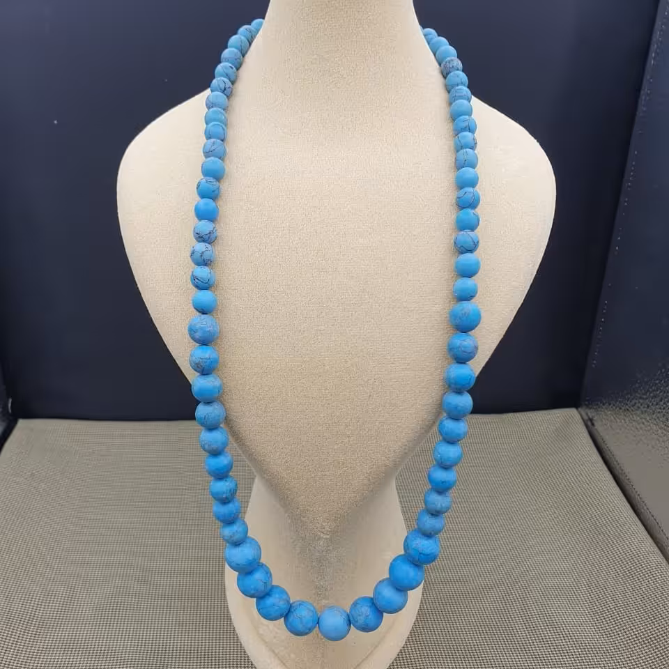 گردنبند بلند فیروزه صنعتی