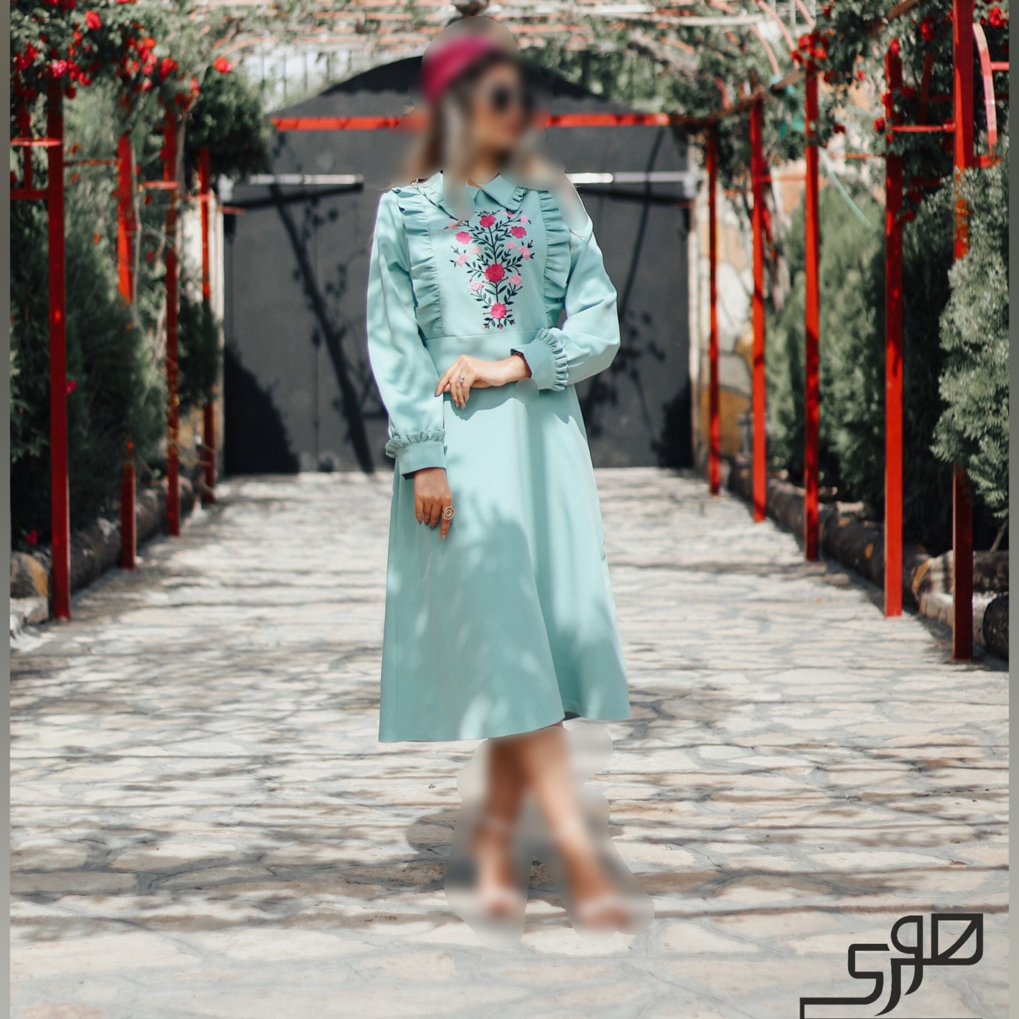 پیراهن تابستان گلدوزی شده مزونی