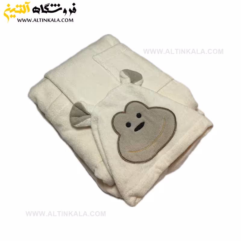 حوله پالتویی کودک سلین طرح میمون کرم روشن سایز 12-13
