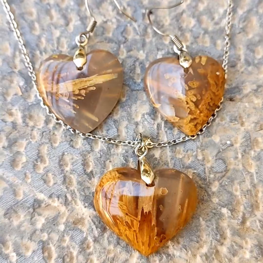 نیم ست سنگی زیبای عقیق گندمی اصل معدنی