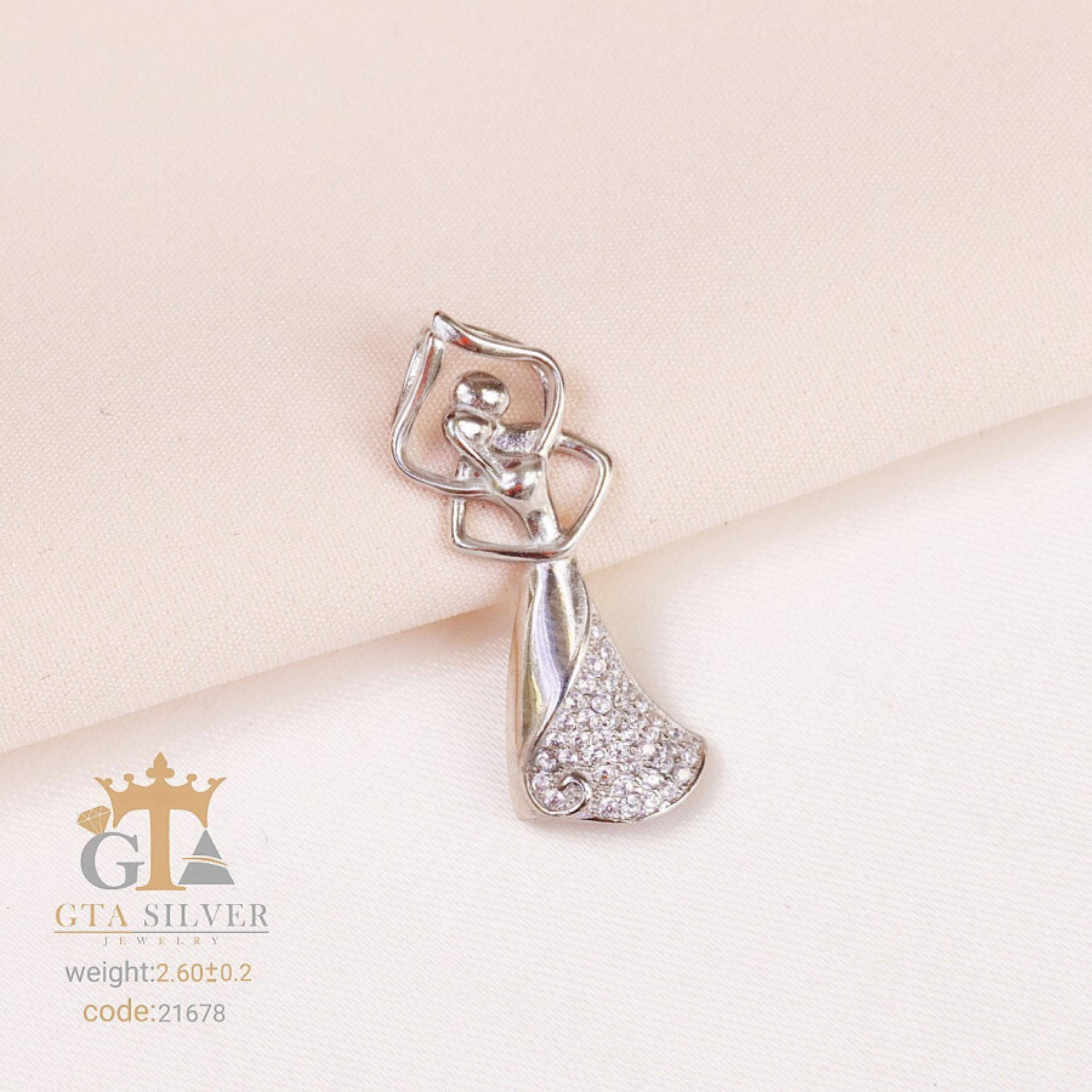 مدال نقره میکرو طرح رقص عشق کد 21678-3