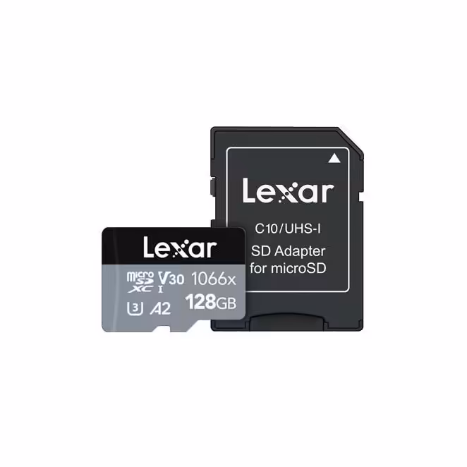 کارت حافظه microSDXC لکسار مدل 1066X کلاس A2 استاندارد UHS-U3 سرعت 160MBps ظرفیت 128 گیگابایت ( آداپتور)
