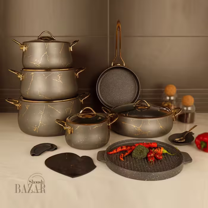 سرویس قابلمه گرانیتی 16پارچه بی وی کی مدل ماربل کد 715516