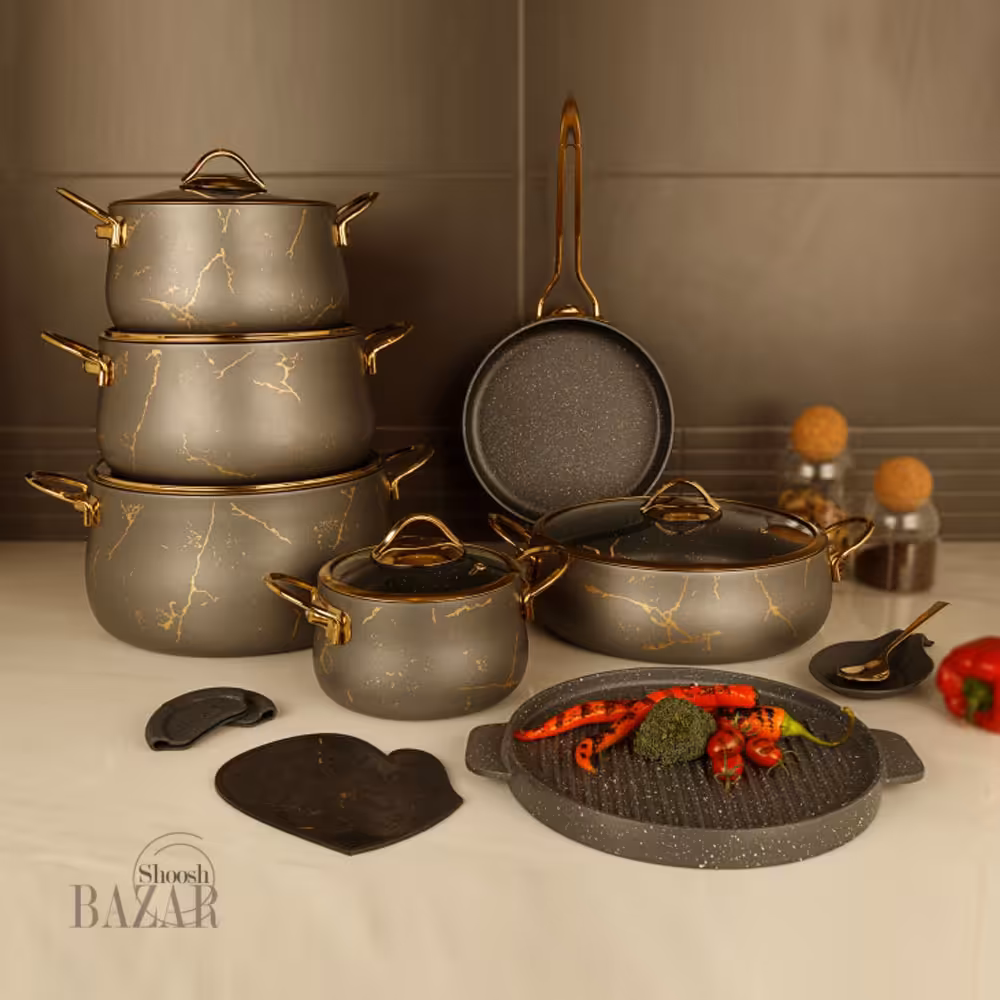 سرویس قابلمه گرانیتی 16پارچه بی وی کی مدل ماربل کد 715516