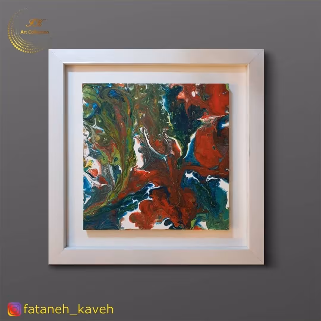 تابلو نقاشی آبستره( گدازه های رنگی ) در ابعاد 60*60 سانتیمتر 