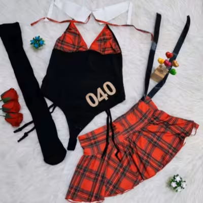 کاستوم دانش آموزی سه تیکه شامل بادی دامن و جوراب