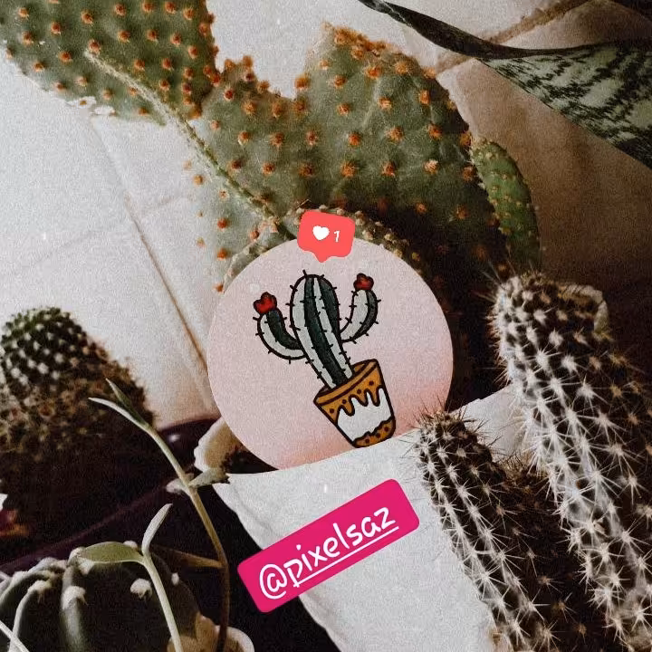پیکسل ، مگنت ، استیکر طرح کاکتوس پیکسل ساز/جنس چوبی و نقاشی شده و ضدآب