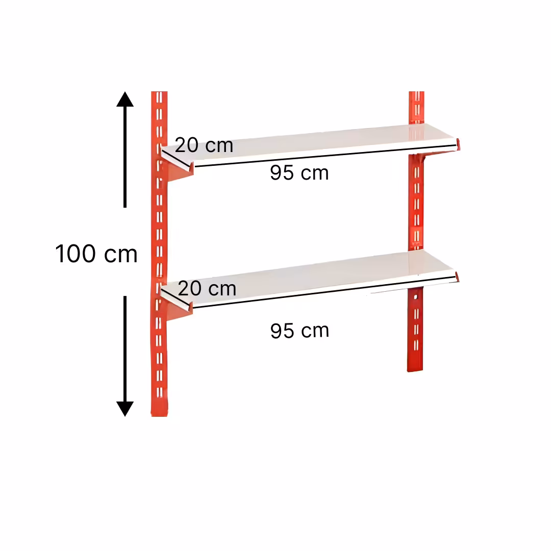 خرید و قیمت قفسه سوپری 2 طبقه سایز 95x20 ارتفاع 100 سانتی متر - قفسه‌بندی وکیلی