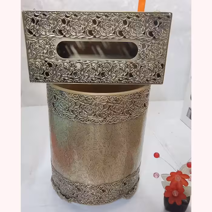 سطل و جا دستمال  فلزی آنتیک