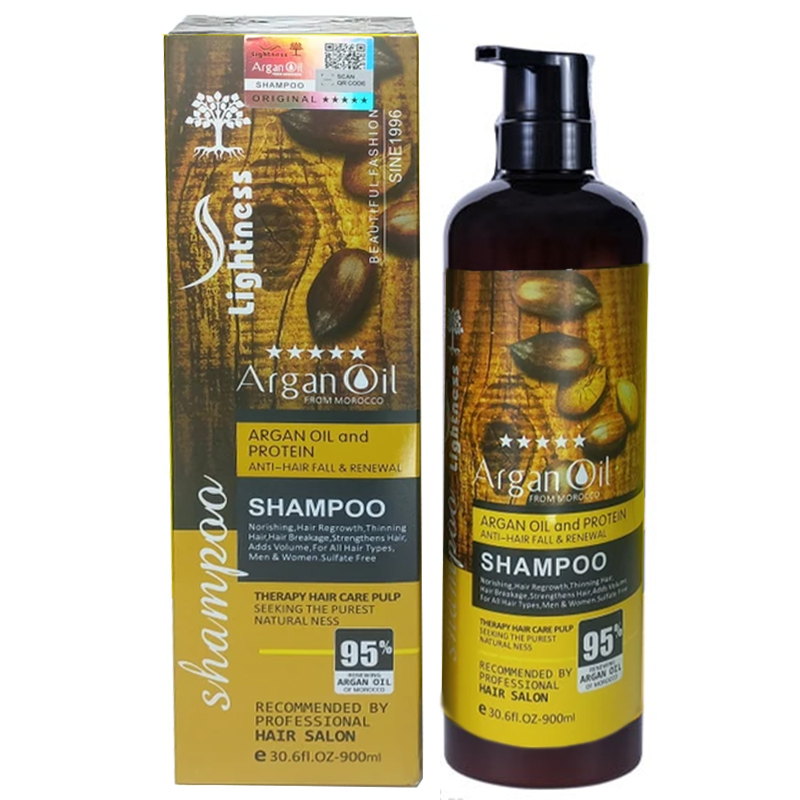شامپو مو لایتنس عصاره روغن آرگان مدل 5 ستاره حجم ۹۰۰ میل