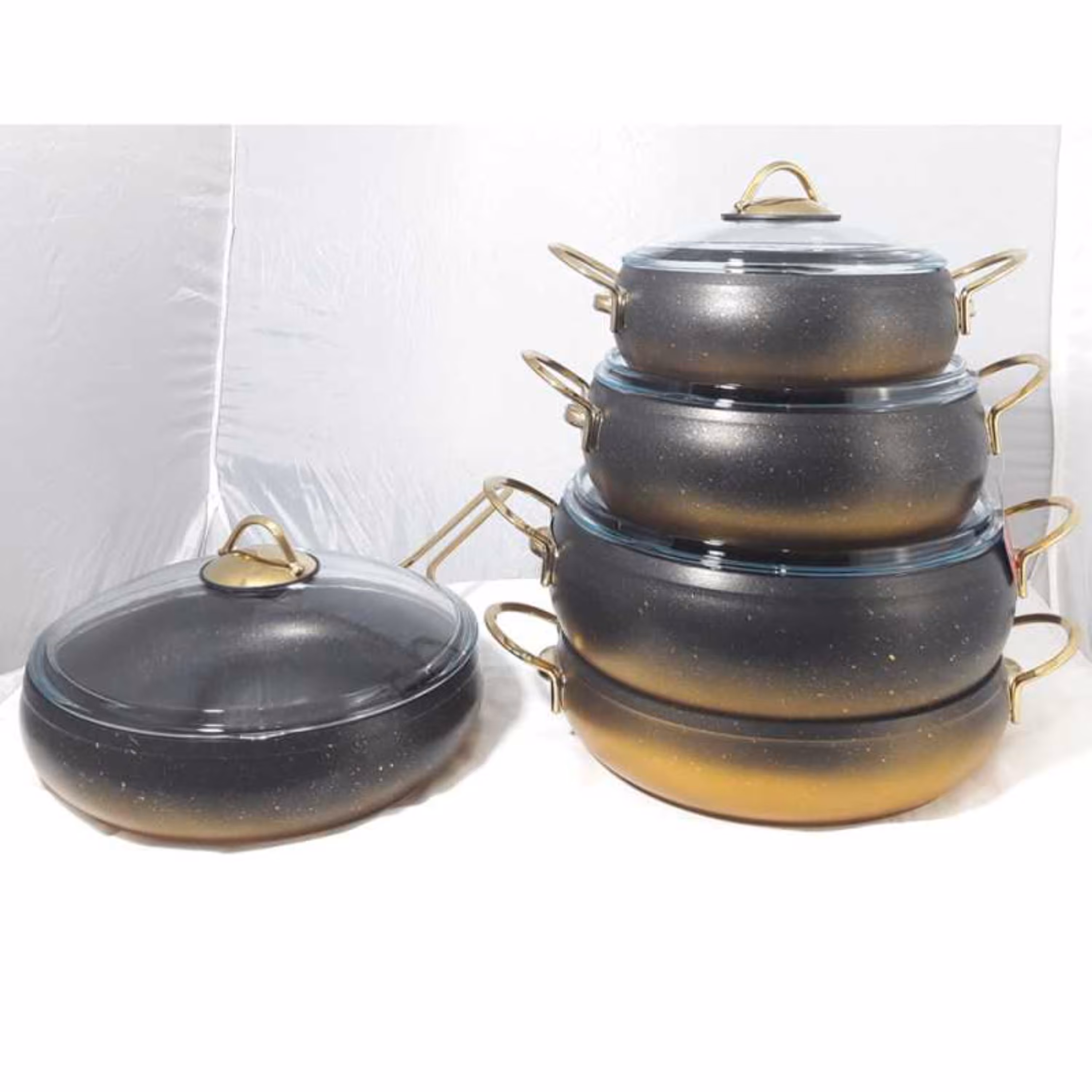 سرویس قابلمه 10 پارچه pmt مدل آنتیک مشکی طلایی