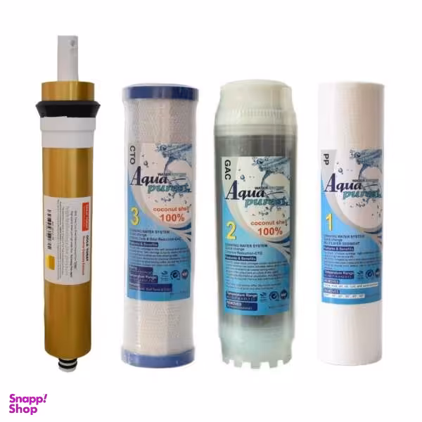 فیلتر دستگاه تصفیه کننده آب آکوا پیورست مدل RO-GOLD04 بسته 3 عددی + فیلتر ممبران گلد تورای کد 75G
