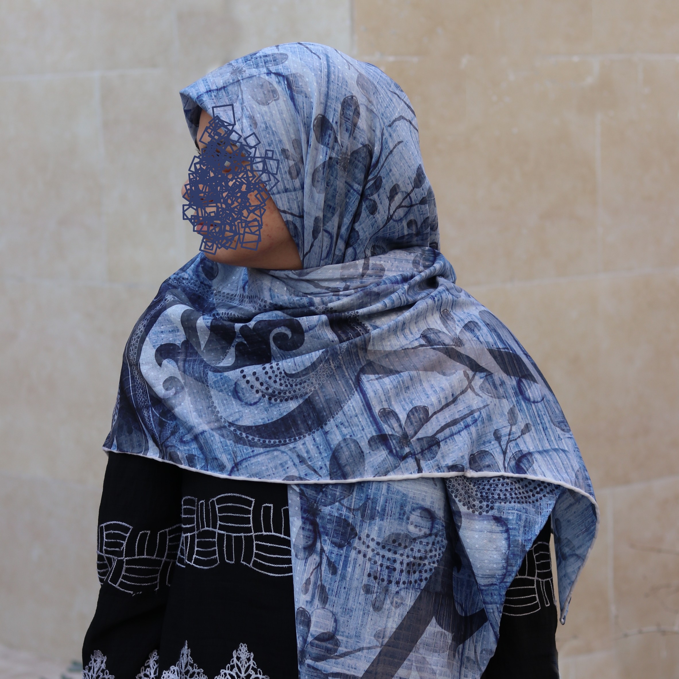 روسری نخی 140 آبی