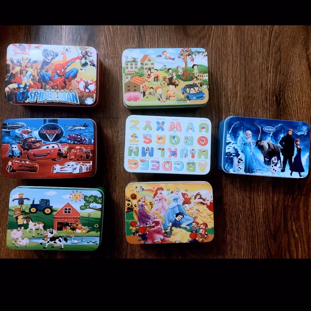 پازل چوبی 100 تکه  جعبه دار فلزی