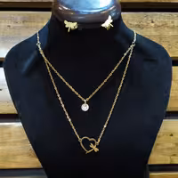 نیم ست استیل رنگ ثابت و ضد حساسیت با طراحی شیک و عالی ، طرح قلب و پروانه 