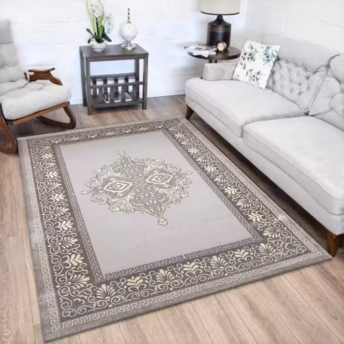 فرش ساوین کد 7403 نقره ای سایز 1در1.5