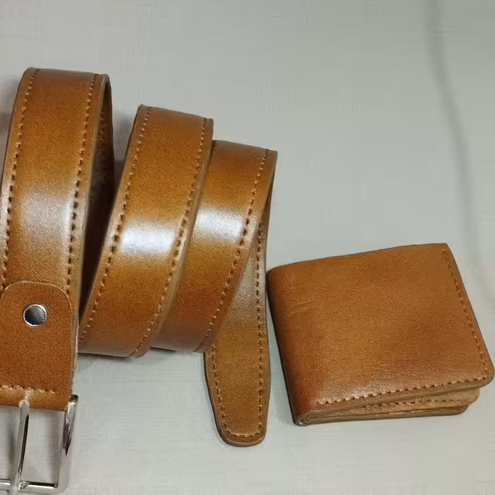 کمربند و کیف پول چرم طبیعی