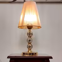 آباژور مدل 3 گوی کریستالی آبکاری فورتیک طلایی ارتفاع 44 سانت شید نخی قطر 20 سانت