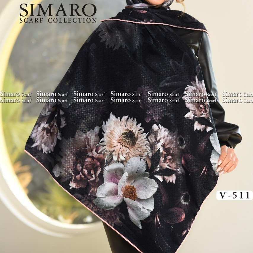 روسری مشکی گلدار شیک و مجلسی
