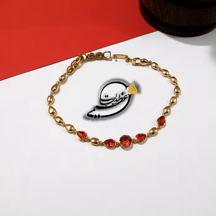 دستبند  نگین کاری قرمز شیک و  بسیار زیبای برند Xuping از جنس مس و روکش طلا  و رنگ ثابت و ضد حساسیت کاملا مشابه طلا  کد 1