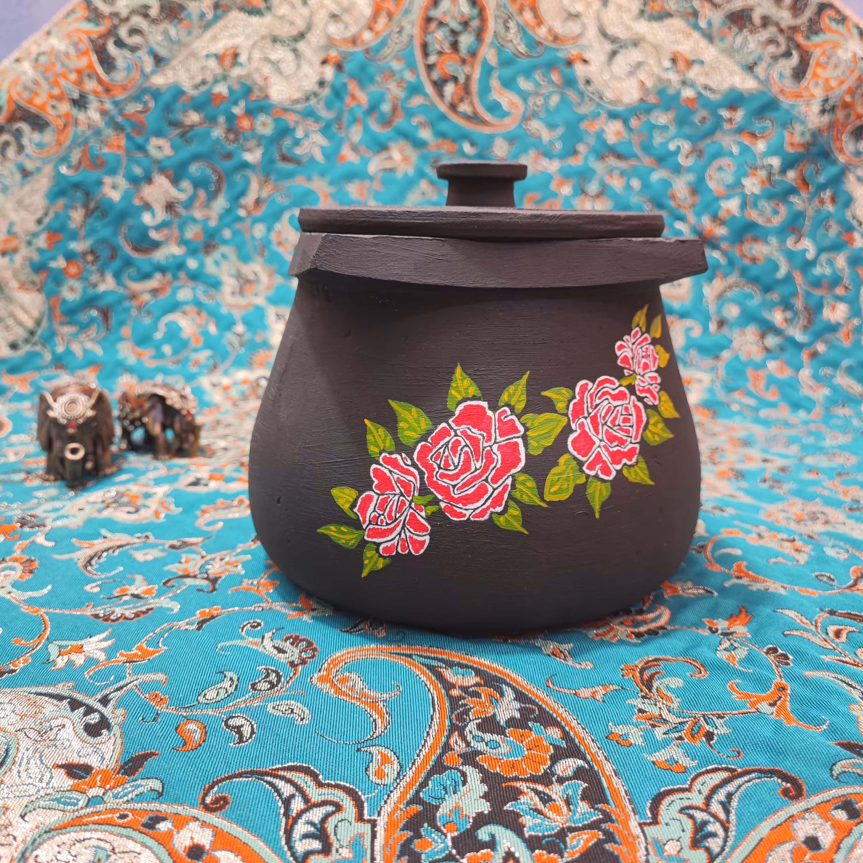 قابلمه سنگی دو نفره نقاشی شده - مناسب برای پخت و پز