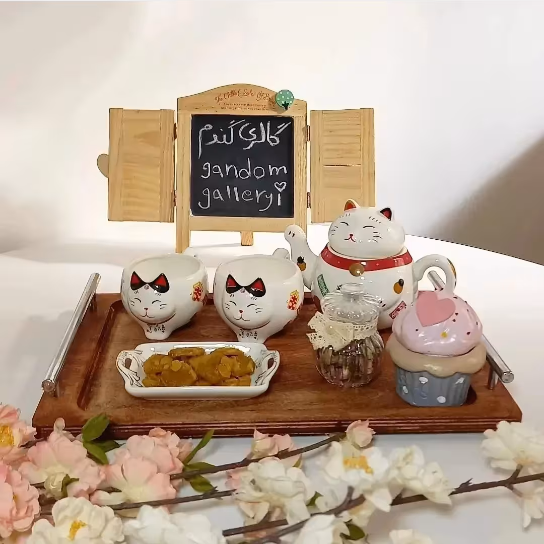 سینی چوبی دسته فلزی