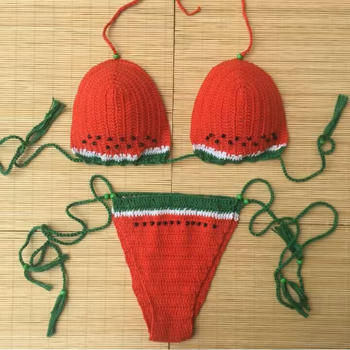 ست لباس زیر قلاب بافی دست بافت