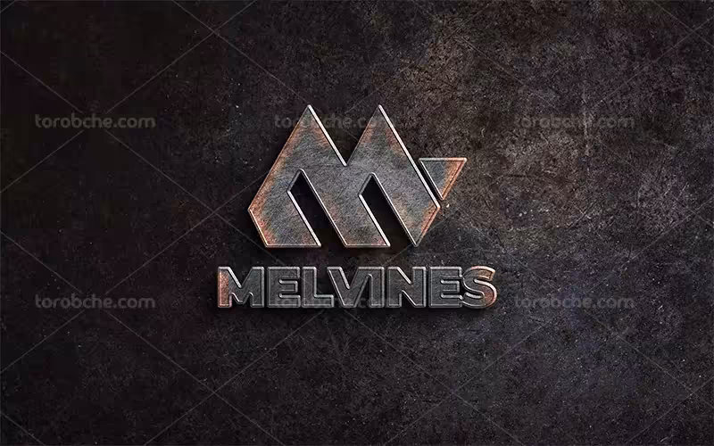 موکاپ لوگوی فلزی سه بعدی | گرافیک با طعم تربچه