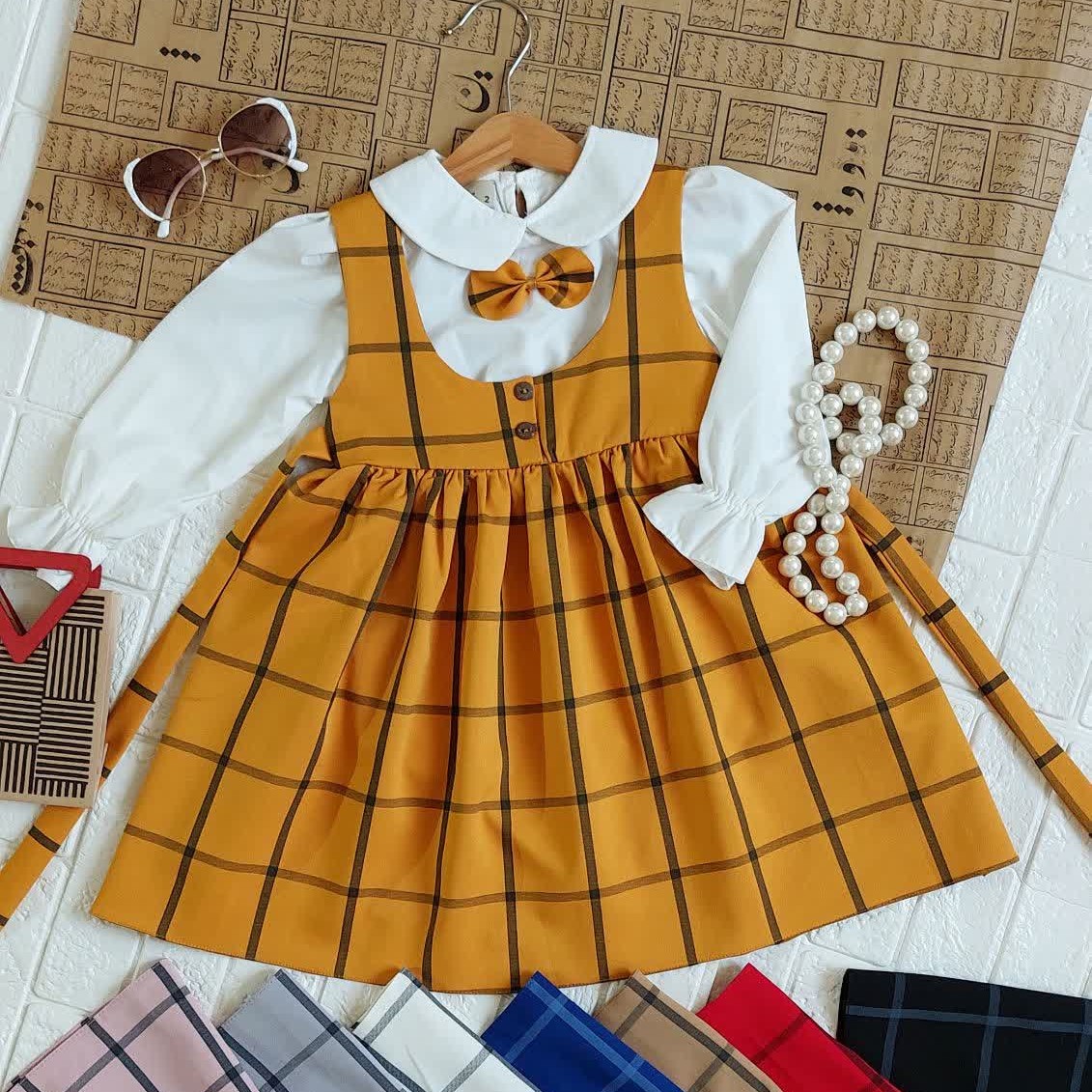 پیراهنی مجلسی دخترانه چهارخونه
