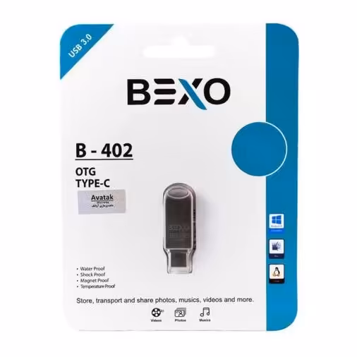 فلش 32GB USB 3.1 --Type-C Bexo B-402 با گارانتی مادام العمر

