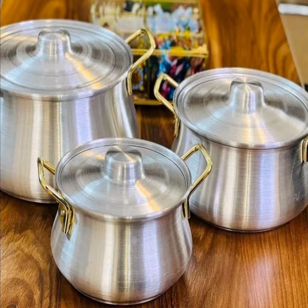 قابلمه روحی دسته طلایی  مجموعه سه عددی