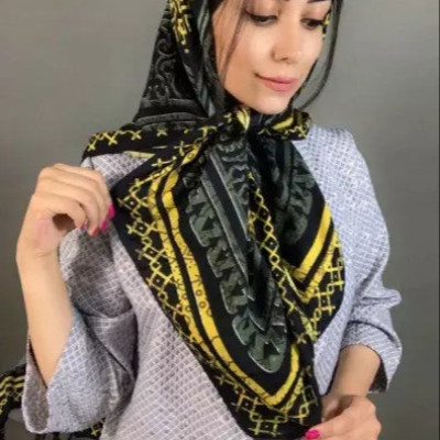 روسری نخی قواره 100 رنگ سبز مشکی زرد