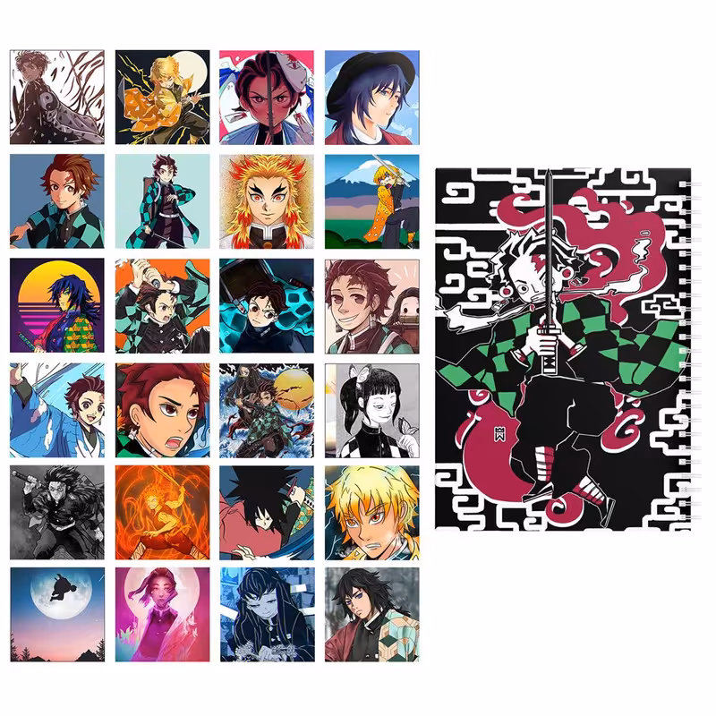 دفتر مشق باژیکان طرح انیمه Demon Slayer کد 20215529 به همراه فتوکارت مجموعه 24 عددی