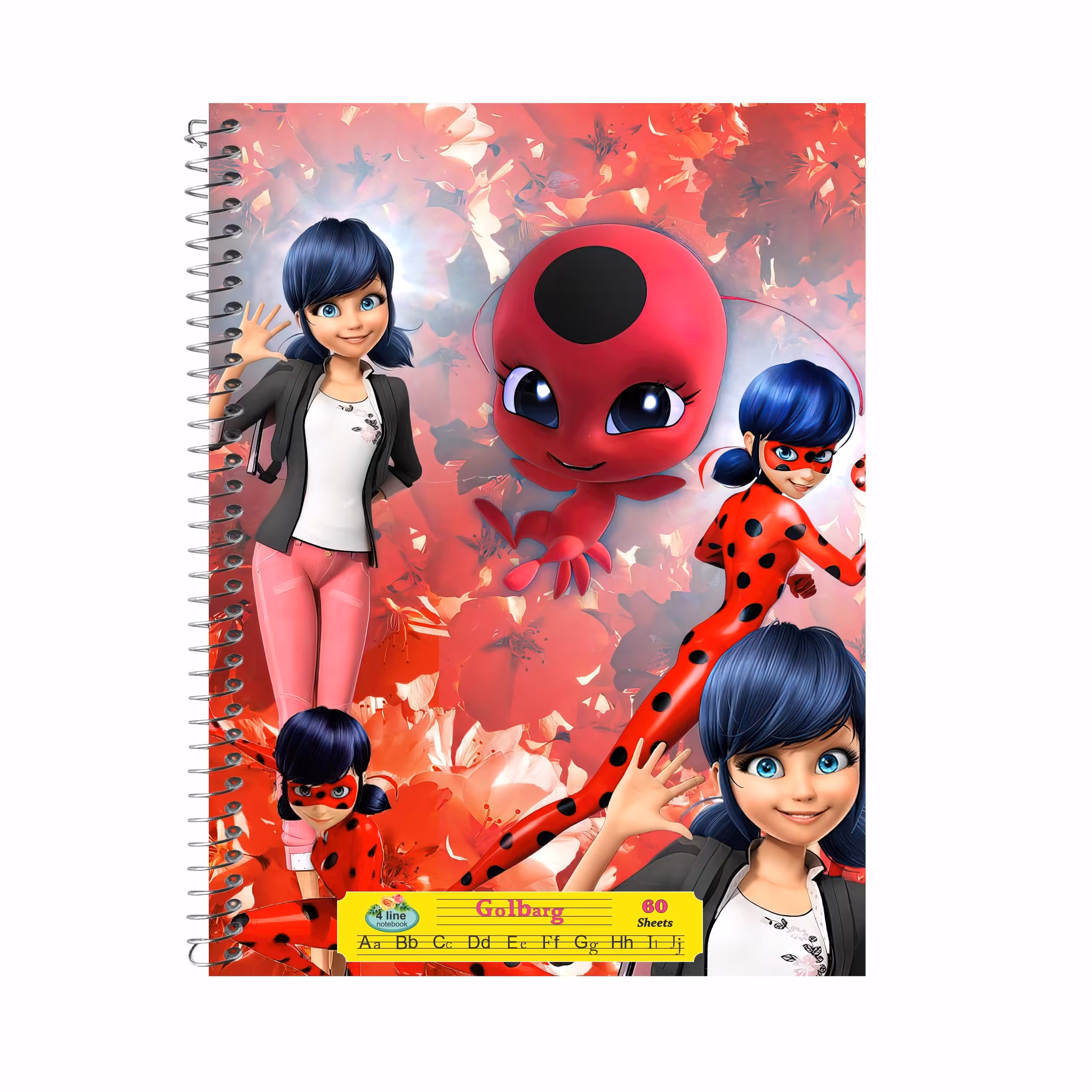   دفتر زبان 60 برگ چهار خط طرح دخترکفشدوزکی جلد گلاسه کد  60531