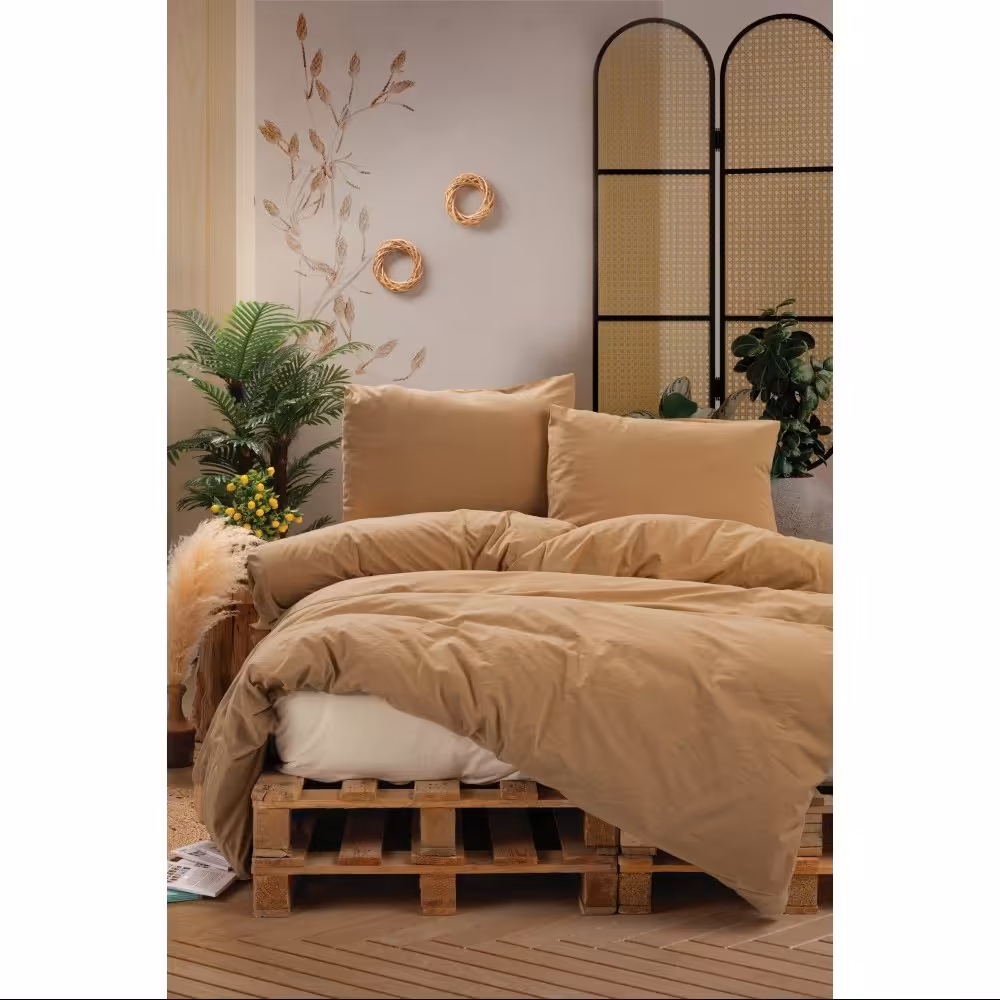 ست ملحفه کاتن باکس مدل Neat Bej-Krem دو نفره 4 تکه