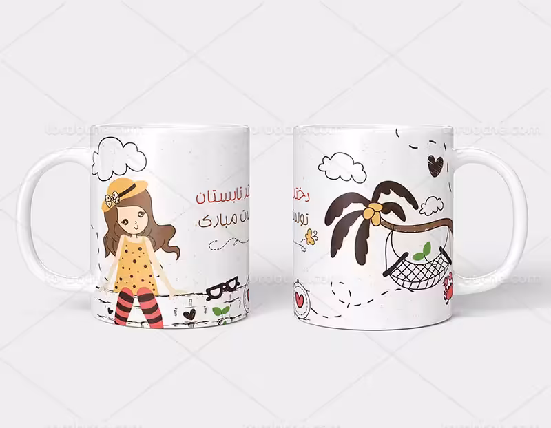ماگ تابستان دخترانه | گرافیک با طعم تربچه