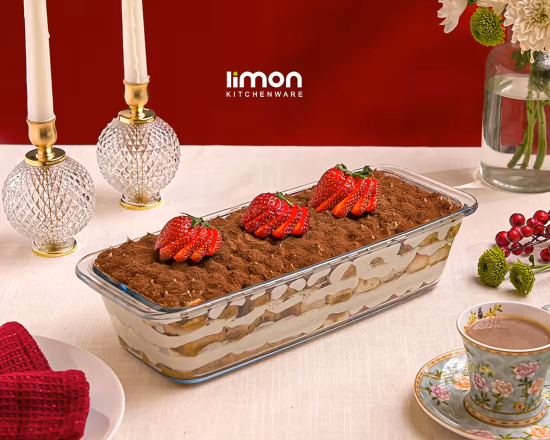 تابه فر و ماکرو مستطیل 1.7 لیتر شیشه ای لیمون