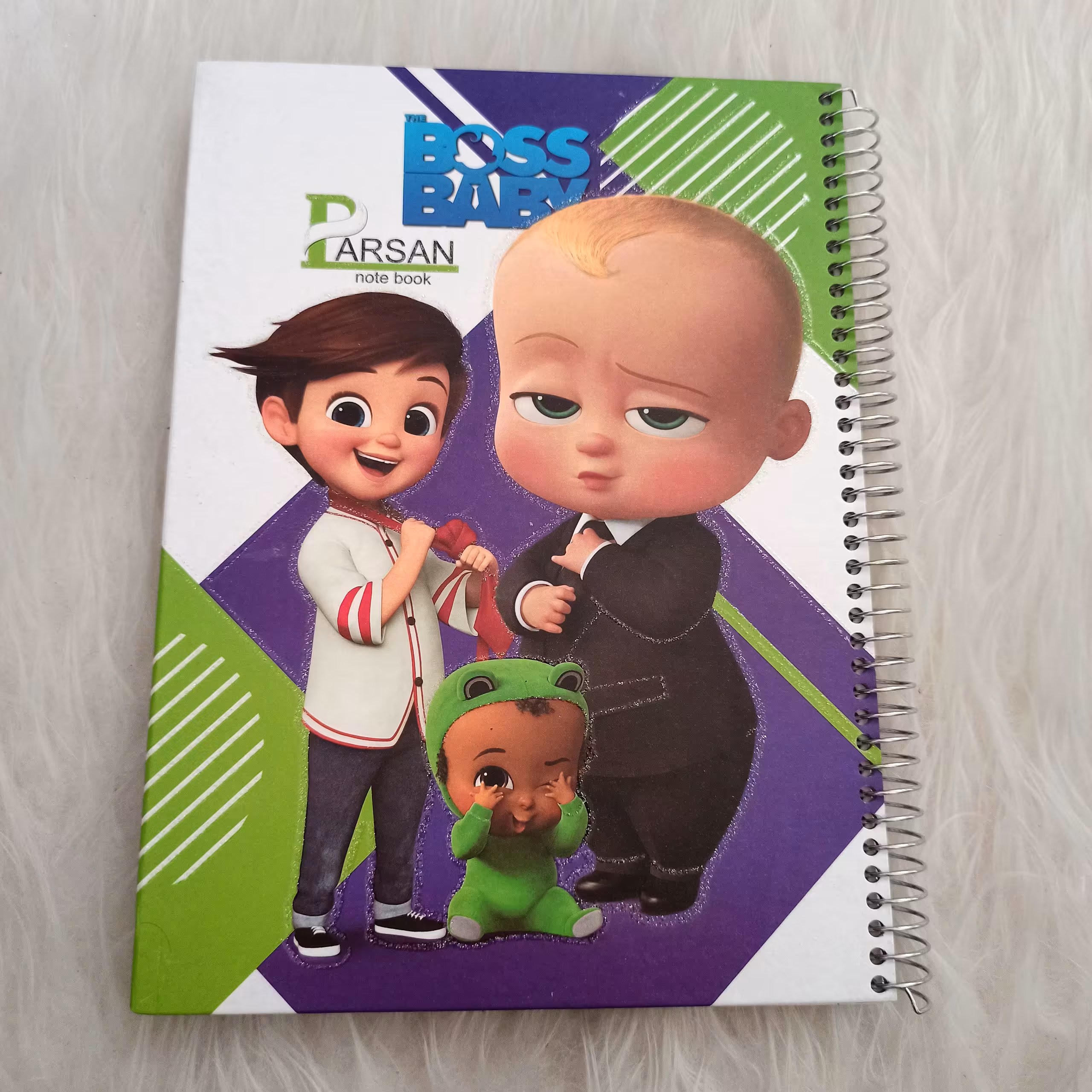 دفتر سیمی خط دار، جلد سخت، 100برگ سایز 23*17،طرح  بچه رئیس