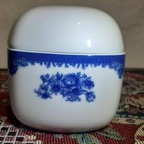 قندان مربعی چینی زرین مدل فلورانس سرمه ای