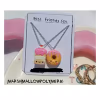 ست گردنبند دوستی پلیمری طرح دونات و کیک