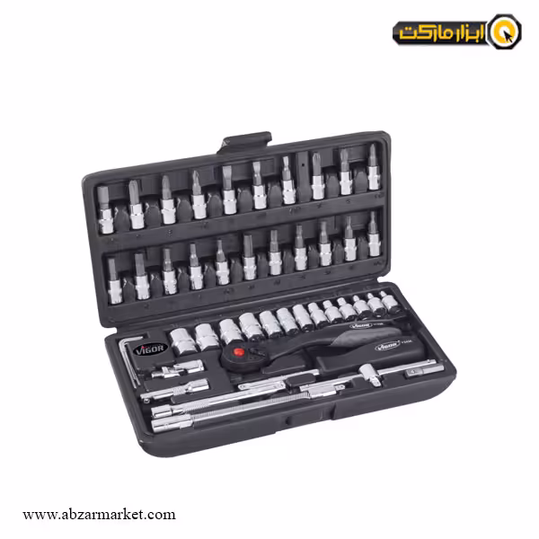 جعبه بکس ویگور 46 پارچه ترکیبی 1/4 اینچ مدل V2414