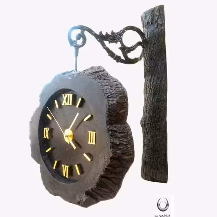 ساعت دیواری آویز طرح چوب برجسته. موتور آرامگرد
