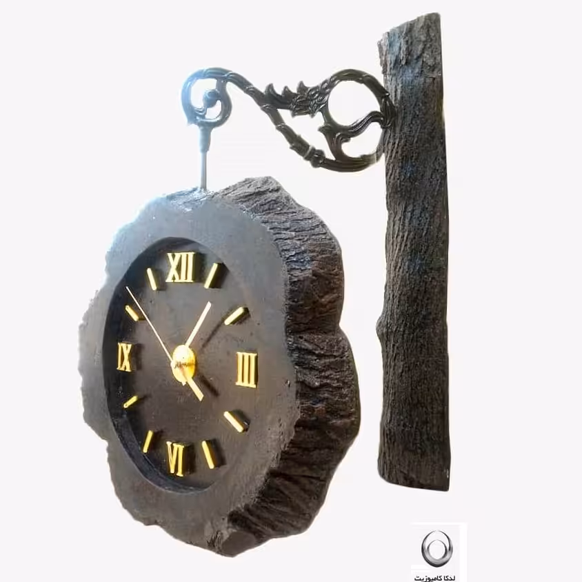 ساعت دیواری آویز طرح چوب برجسته. موتور آرامگرد